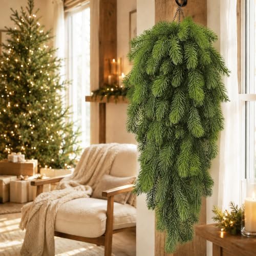 4Pcs Artificial Hanging Plants, Pine Christmas Teardrop Swag, alternate view 2
