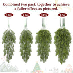4Pcs Artificial Hanging Plants, Pine Christmas Teardrop Swag, alternate view 4