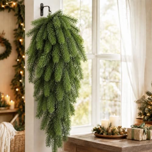 4Pcs Artificial Hanging Plants, Pine Christmas Teardrop Swag, alternate view 5
