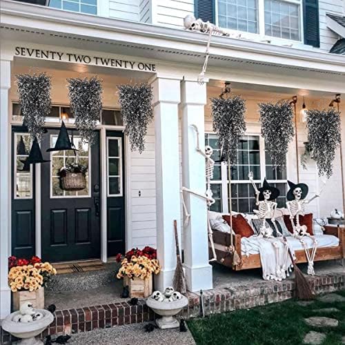 4Pcs Artificial Hanging Wisteria Plants 31.5In Plastic Black White, alternate view 2