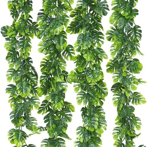 4Pcs Artificial Monstera Leaf Vines 5.6Ft Greenery Garland