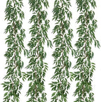 4Pcs Artificial Silk Willow Leaves Vine Twigs 5.9Ft Green Garland
