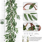 4Pcs Artificial Silk Willow Leaves Vine Twigs 5.9Ft Green Garland, alternate view 4