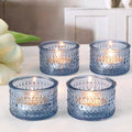 4PCS Blue Votive Candle Holders for Wedding Decorations, Tea Lights Candle Holder for Table Centerpiece, Blue