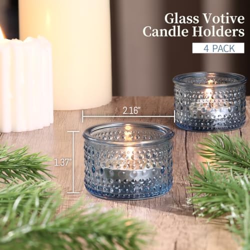 4PCS Blue Votive Candle Holders for Wedding Decorations, Tea Lights Candle Holder for Table Centerpiece, Blue, alternate view