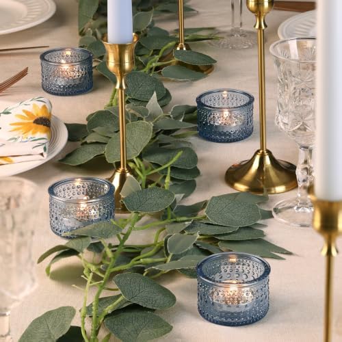 4PCS Blue Votive Candle Holders for Wedding Decorations, Tea Lights Candle Holder for Table Centerpiece, Blue, alternate view