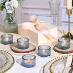 4PCS Blue Votive Candle Holders for Wedding Decorations, Tea Lights Candle Holder for Table Centerpiece, Blue, alternate view