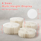 4Pcs Buffet Risers, Food Risers for Buffet Table with Acrylic Plates in White, alternate view 2