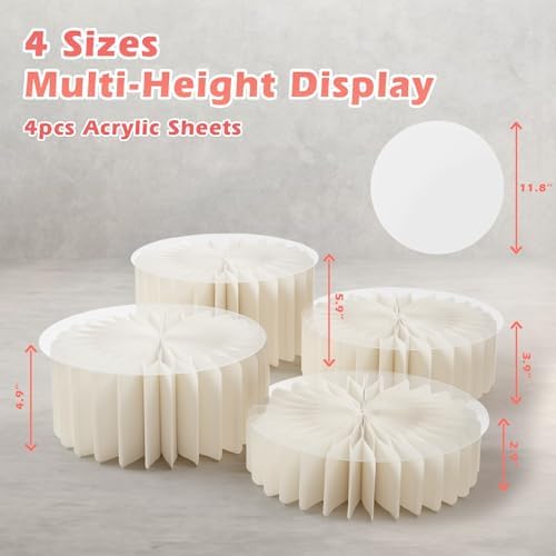 4Pcs Buffet Risers, Food Risers for Buffet Table with Acrylic Plates in White, alternate view 2