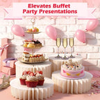 4Pcs Buffet Risers, Food Risers for Buffet Table with Acrylic Plates in White, alternate view 4