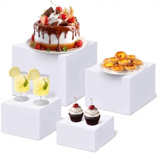 4Pcs Buffet Risers Food Risers Table Display Stand Shelf for Party Catering Dessert Collectibles Acrylic Cube