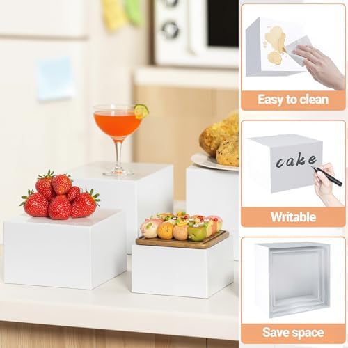 4Pcs Buffet Risers Food Risers Table Display Stand Shelf for Party Catering Dessert Collectibles Acrylic Cube, alternate view