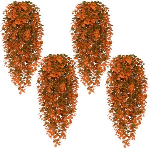 4Pcs Fake Hanging Plants, Eucalyptus Leaves Fake Vines Fall Decor