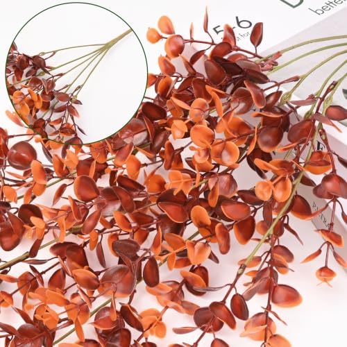 4Pcs Fake Hanging Plants, Red-Brown Eucalyptus Fake Vines Ivy, alternate view 4