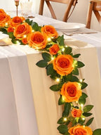 4Pcs Flower Garland with Lights, 26.4Ft Realistic Floral Garland, Orange