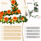 4Pcs Flower Garland with Lights, 26.4Ft Realistic Floral Garland, Orange, alternate view 2
