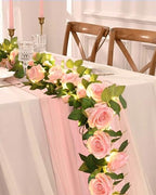 4Pcs Flower Garland with Lights, 26.4Ft Realistic Rose Floral Garland, Pink in Pink