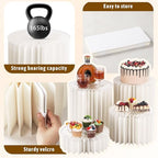 4pcs Foldable Accordion Buffet Risers Cylinder White Cardboard Desserts Stands with Acrylic Plates Multi-Height, alternate
