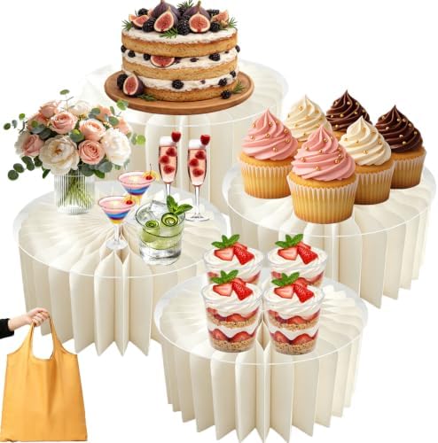 4Pcs Foldable Buffet Risers, Food Risers For Party Table Display in White