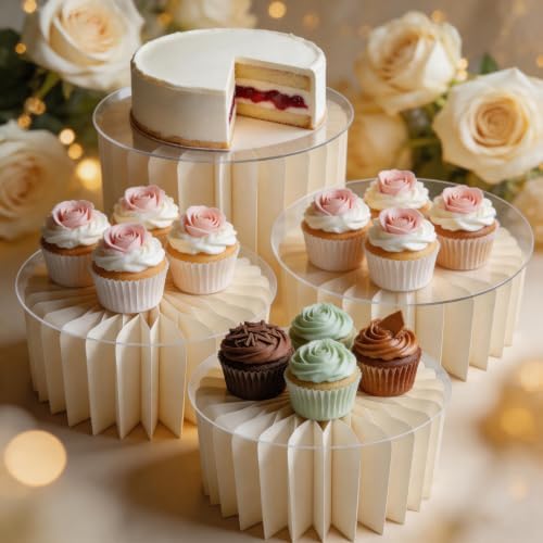4Pcs Foldable Buffet Risers, Food Risers For Party Table Display in White, alternate view 2