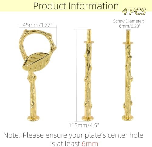 4Pcs Heavy Metal Cake Stand Holder with Screws and Flat Washers in Gold, alternate view 3