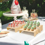 4Pcs Large Display Riser Wood Risers Cupcake Display Stand 2 Tier Racks Rectangular, 2 Set Perfume Decorative, alternate view