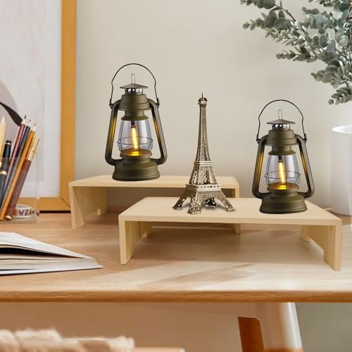 4Pcs Large Display Riser Wood Risers Cupcake Display Stand 2 Tier Racks Rectangular, 2 Set Perfume Decorative, alternate view