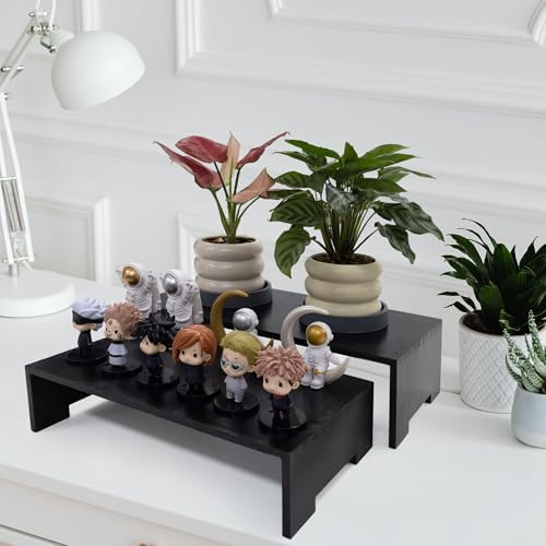 4Pcs Large Display Riser Wood Risers Cupcake Display Stand 2 Tier Racks Rectangular, 2 Set Perfume Decorative, alternate view