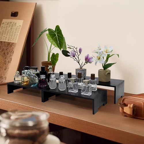 4Pcs Large Display Riser Wood Risers Cupcake Display Stand 2 Tier Racks Rectangular, 2 Set Perfume Decorative, alternate view