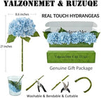 4Pcs Light Blue Hydrangea Artificial Flower Natural Lifelike Real Touch 21 inch Long Stem Hydrangea Latex Flower, alternate