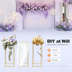 4Pcs Metal Flower Stand, Column Vases Wedding Centerpieces, Rectangular Geometric Flower Rack, Party Wedding, alternate view