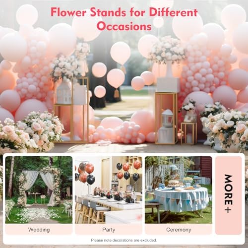4PCs Metal Wedding Flower Stand, Gold Table Centerpiece Different Sizes Pillar Geometric Vase Flower Rack for, alternate view