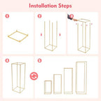 4PCs Metal Wedding Flower Stand, Gold Table Centerpiece Different Sizes Pillar Geometric Vase Flower Rack for, alternate view
