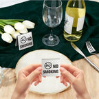 4Pcs No Smoking Table Sign 1.97 x 1.97 Inch Stainless Steel Tent Signs No Smoking Double Sided Table Top Warning, alternate