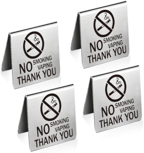 4Pcs No Smoking Table Top Sign for Business Stainless Steel in 1.97 x 1.97 inch(5 x 5 cm) in Stainless Steel-9