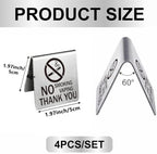 4Pcs No Smoking Table Top Sign for Business Stainless Steel in 1.97 x 1.97 inch(5 x 5 cm) in Stainless Steel-9, alternate