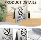 4Pcs No Smoking Table Top Sign for Business Stainless Steel in 1.97 x 1.97 inch(5 x 5 cm) in Stainless Steel-9, alternate