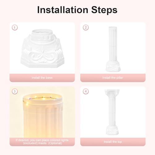4PCS Plastic White Wedding Party Roman Pillar, Wedding Pillars, Flower Pot Columns and Pillars, Artistic Roman, alternate