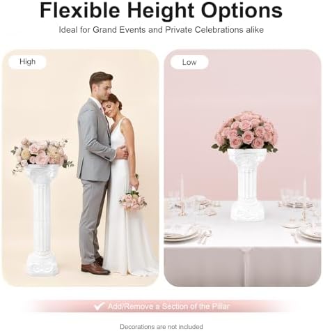 4PCS Plastic White Wedding Party Roman Pillar, Wedding Pillars, Flower Pot Columns and Pillars, Artistic Roman, alternate