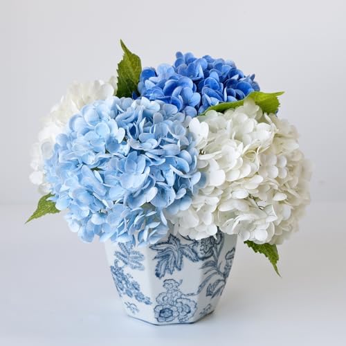 4Pcs Real Touch Hydrangea Artificial Flower Natural Lifelike 21'' Latex Long Stem Latex Hydrangea Flower, alternate view 6