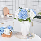4Pcs Real Touch Hydrangea Artificial Flowers, Blue White Fake Hydrangea Flowers, 21" Lifelike Latex Faux, alternate view 5