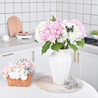 4Pcs Real Touch Hydrangea Artificial Flowers, Pink & White Fake Hydrangea Flowers, 21" Lifelike Latex Faux, alternate view 5