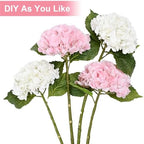 4Pcs Real Touch Hydrangea Artificial Flowers, Pink & White Fake Hydrangea Flowers, 21" Lifelike Latex Faux, alternate view 6