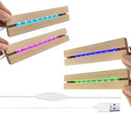 4Pcs Rectangle Wood LED Light Stand Display Base for Plexiglass Acrylic