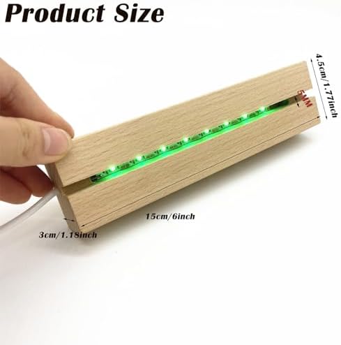 4Pcs Rectangle Wood LED Light Stand Display Base for Plexiglass Acrylic, alternate view 3