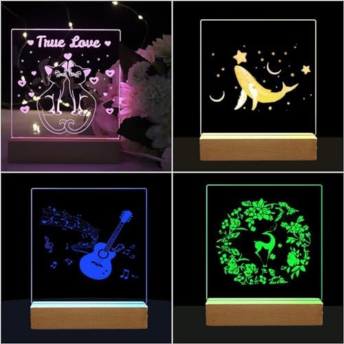 4Pcs Rectangle Wood LED Light Stand Display Base for Plexiglass Acrylic, alternate view 6
