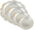 4PCS Round Decorative Metal Coffee Table Trays, Silver, 3.9in-9.8in in 3.9in-9.8in in Silver