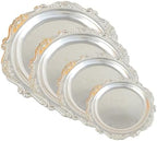 4PCS Round Decorative Metal Coffee Table Trays, Silver, 3.9in-9.8in in 3.9in-9.8in in Silver