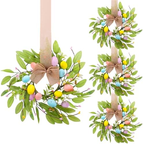 4pcs Small Easter Wreath, 12 Inch Mini Cabinet Wreaths for Kitchen, Easter Kitchen Decor Spring Artificial