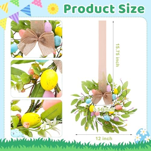 4pcs Small Easter Wreath, 12 Inch Mini Cabinet Wreaths for Kitchen, Easter Kitchen Decor Spring Artificial, alternate view 2